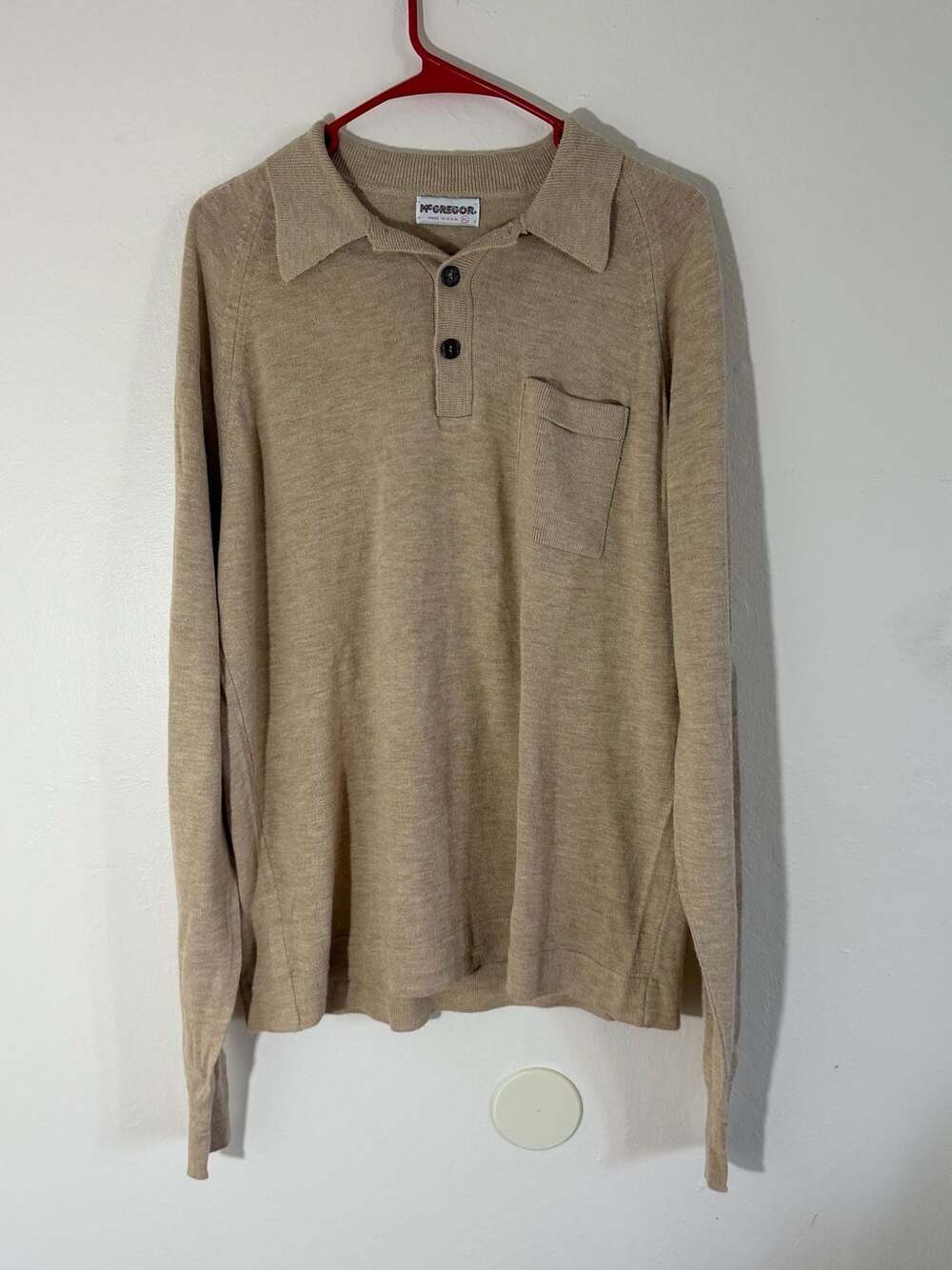 Vintage McGregor Long Sleeve Knit Polo Shirt with Pocket